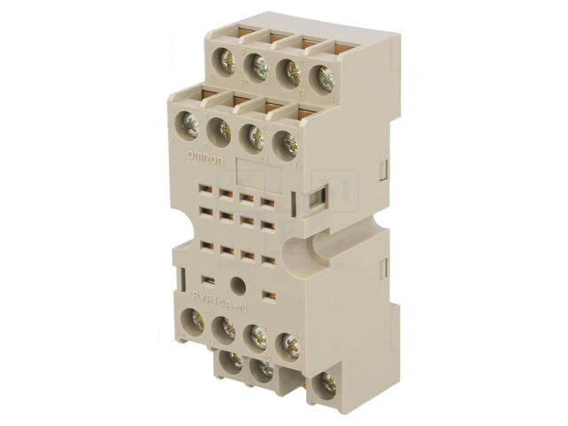 Socket; PIN: 14; 5A; 250VAC; H3YN-2,H3YN-4,MY4,MY4N; op DIN-rail Socket; PIN: 14; 5A; 250VAC; H3YN-2,H3YN-4,MY4,MY4N; op DIN-rail
